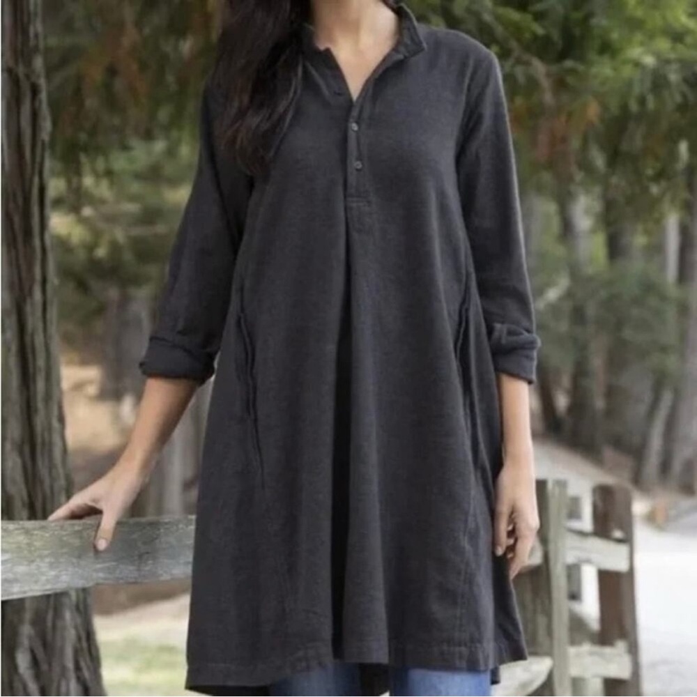 CP SHADES Jasmine Corduroy Shirt Dress Large Blue Long Sleeve Casual Comfort